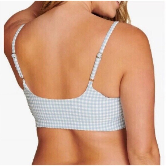 Andie Swim The Maui Top in Gingham Blue Pool Size Small Bikini Top NEW NWT - Picture 2 of 5
